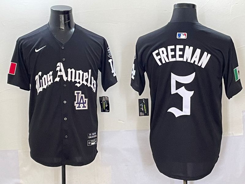 Men Los Angeles Dodgers #5 Freeman Black Five generations Joint Name 2025 Nike MLB Jersey style 13